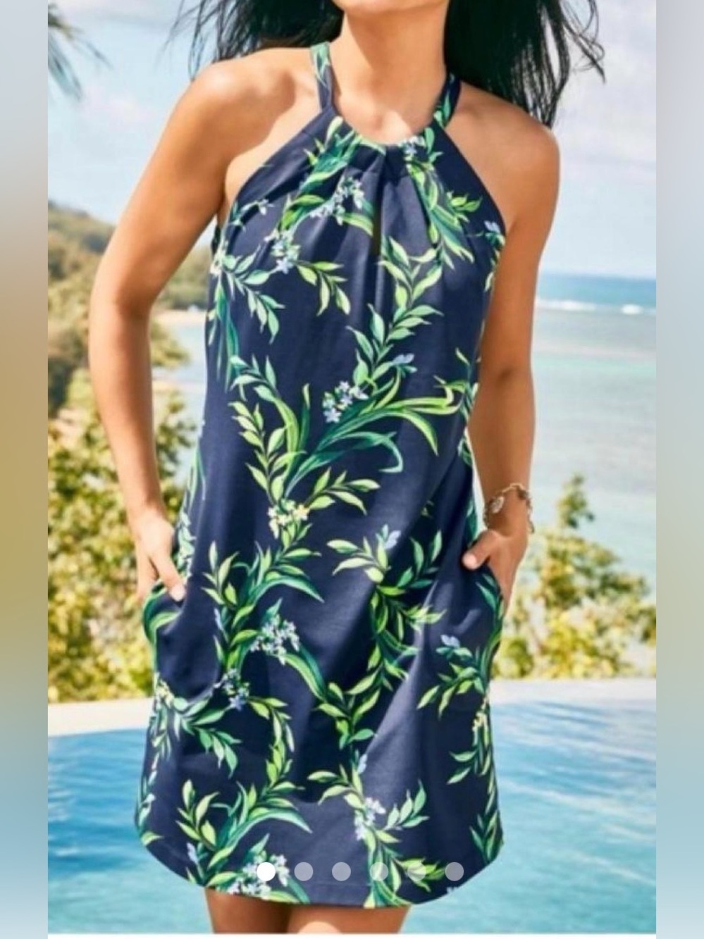 Like new Tommy Bahama Aubrey Floral Glow IslandZone Halter Dress